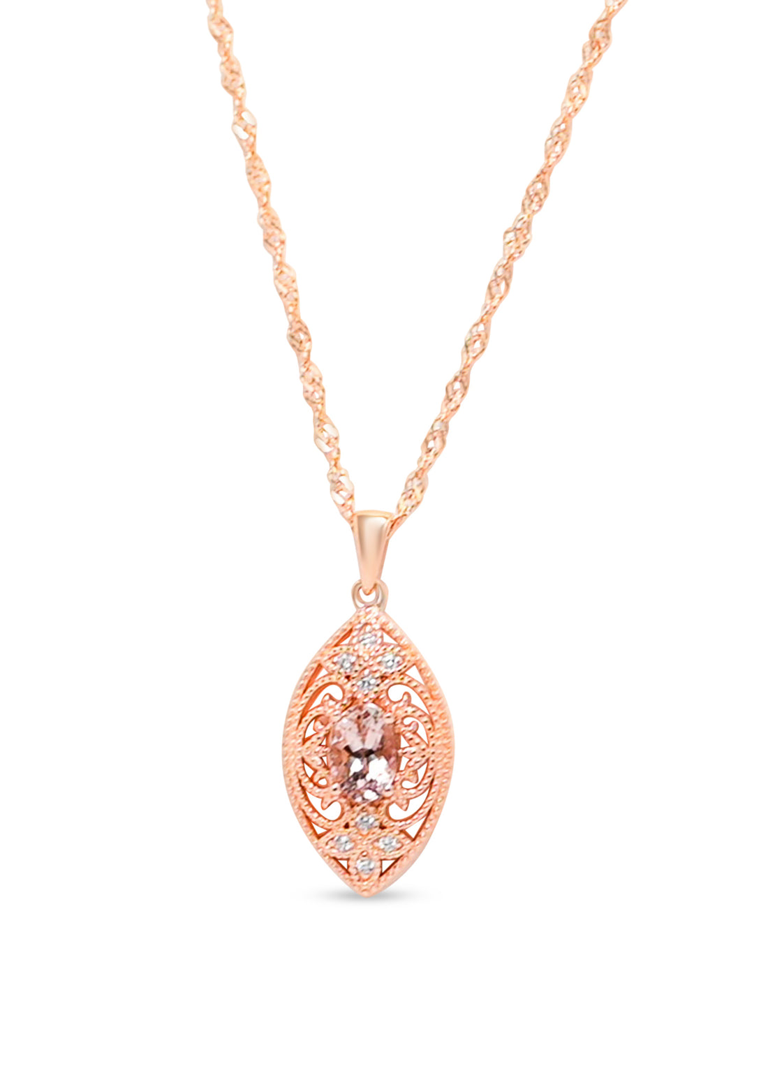 Radiant Morganite Oval Pendant 0.81 ct, 18K Rose Gold Plated (PJC19445P)