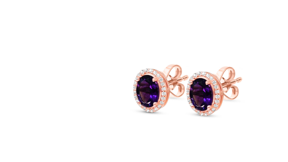 Radiant Amethyst Halo Earrings: Elevate Your Style with 1.45 Carats of Gemstone Brilliance (PJC2142E)