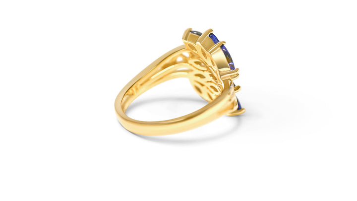 10 Tanzanite Marquise 18K Yellow Gold Plated 925 Sterling Silver Ring (PJC22022R)