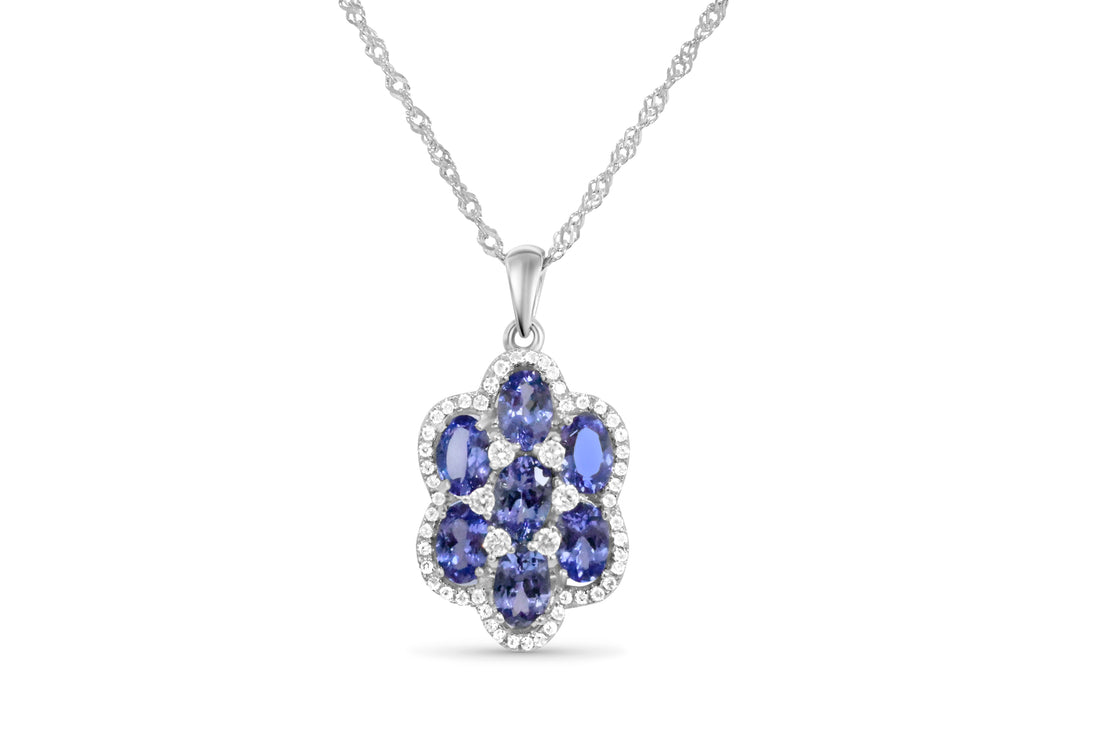 Radiant Tanzanite Cluster Pendant (7 Stones, 0.48ct Avg. Wt.) (PJC2719P)