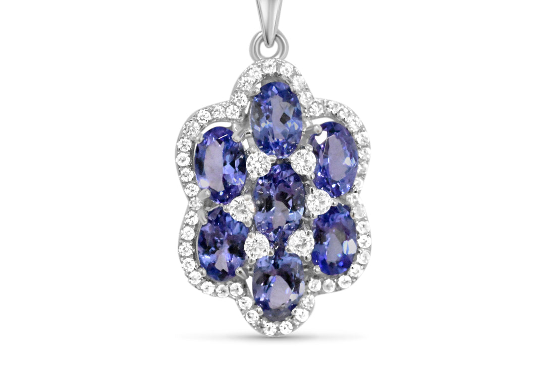 Radiant Tanzanite Cluster Pendant (7 Stones, 0.48ct Avg. Wt.) (PJC2719P)