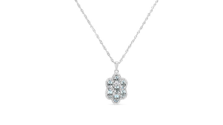 Seven-Stone Morganite Cluster Pendant with Aquamarine Hue (PJC2719P)