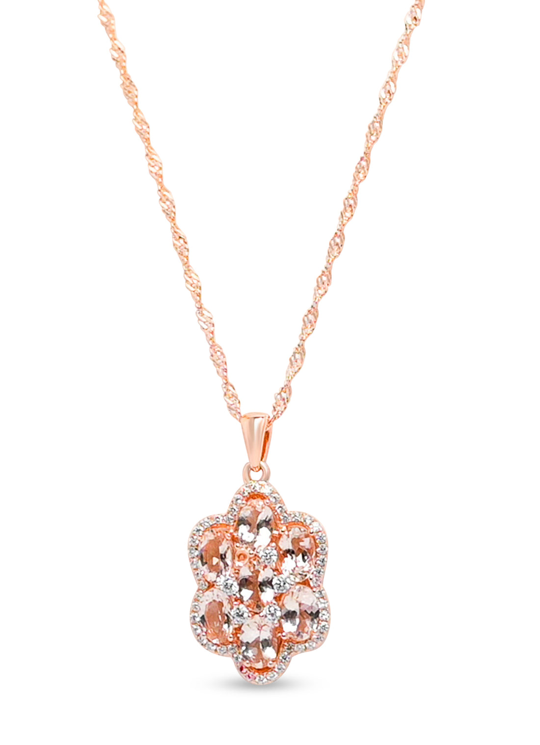 7-Stone Morganite Pendant in Rose Gold (3.07ct) (PJC2719P)