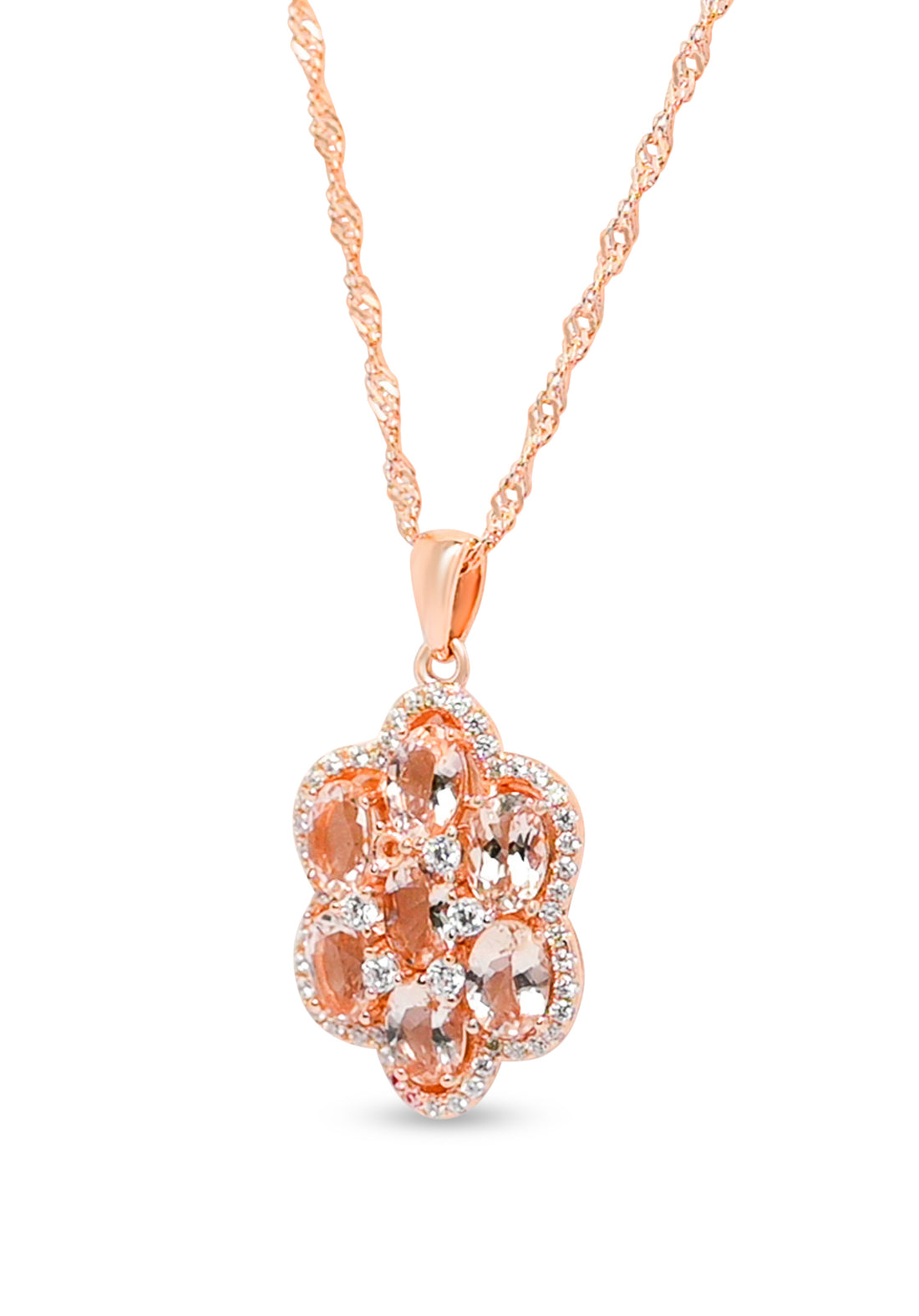 7-Stone Morganite Pendant in Rose Gold (3.07ct) (PJC2719P)