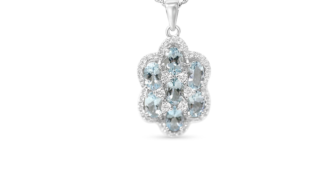 Seven-Stone Morganite Cluster Pendant with Aquamarine Hue (PJC2719P)