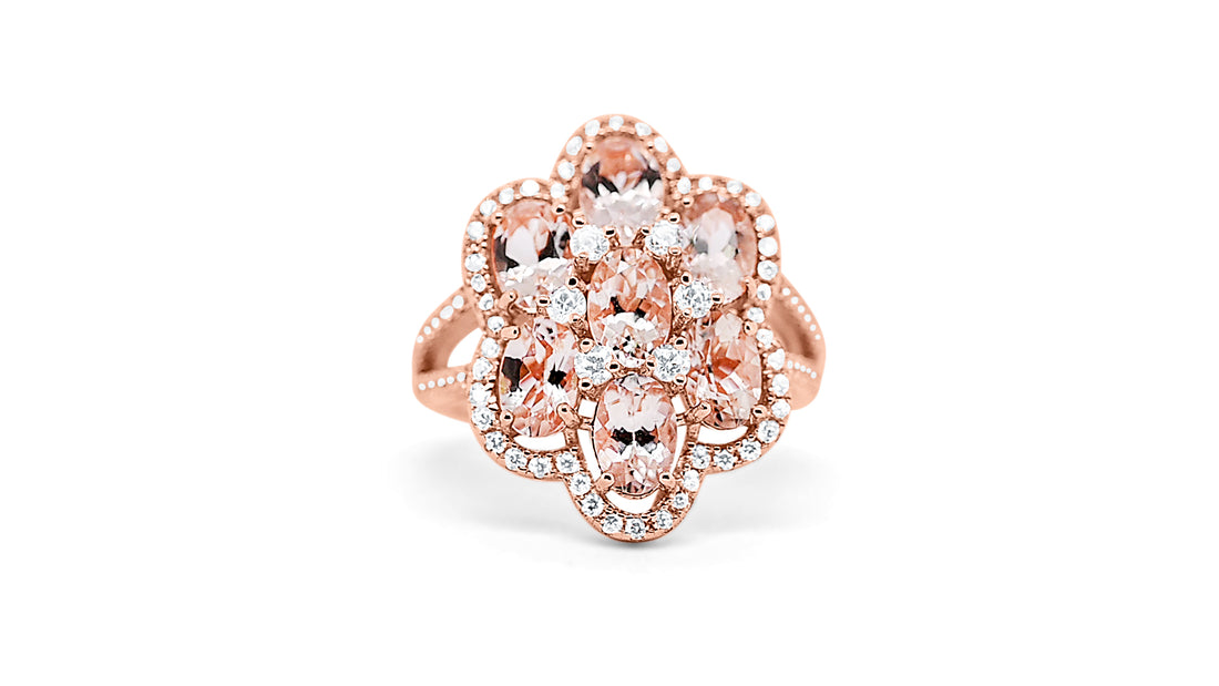 7-Stone Oval Morganite Ring in 18K Rose Gold (5.20g, 2.84ct stone) (PJC2719R)