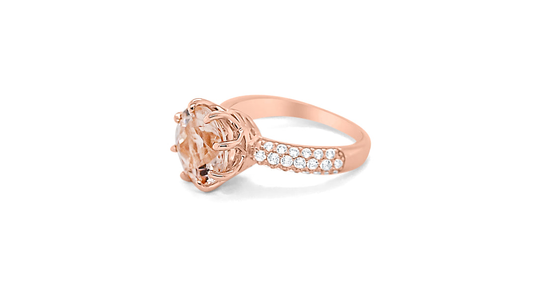 10mm Morganite Ring with Round Cut (PJC28804R)