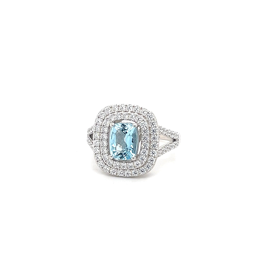 Sterling Silver Aquamarine Ring - 1.13ct Cushion Cut (PJC30616R)