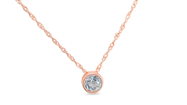 Aquamarine Solitaire Pendant - 0.74 ct, 925 Silver, 18K Rose Gold Plated  (PJC30947P)