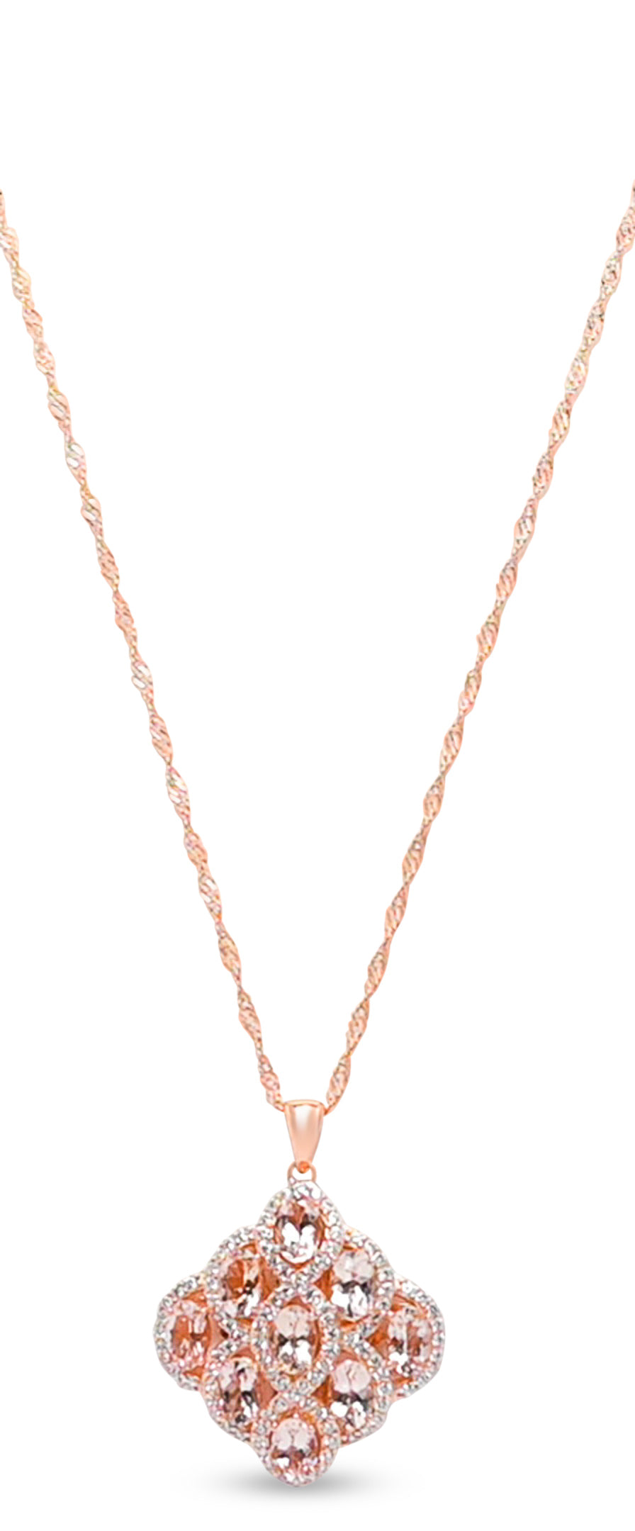 9-Stone Morganite Pendant in 18K Rose Gold (4.86g) (PJC3117P)