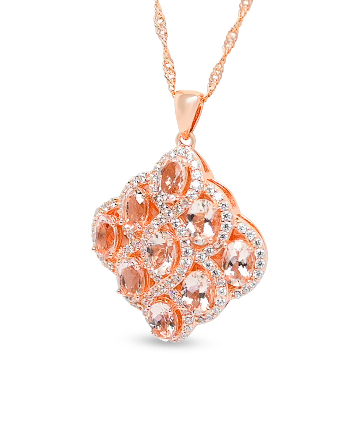 9-Stone Morganite Pendant in 18K Rose Gold (4.86g) (PJC3117P)