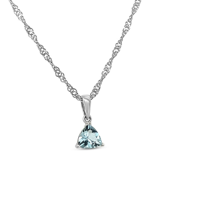 14K Gold Rhodium-Plated Pendant with 0.52 Carat Aquamarine Trillion Stone (PJC31582P)