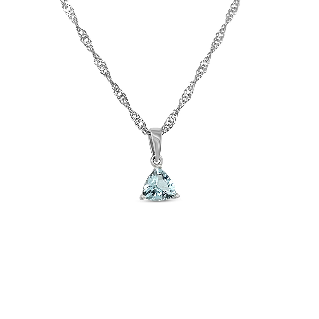 14K Gold Rhodium-Plated Pendant with 0.52 Carat Aquamarine Trillion Stone (PJC31582P)