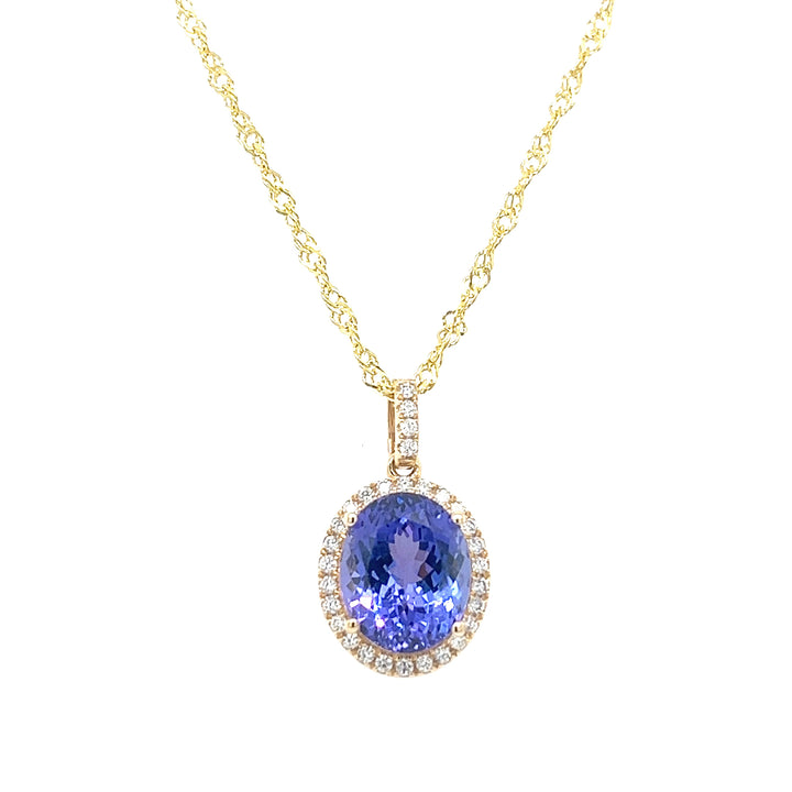 14k Yellow Gold Pendant with 4.6 Carat Oval Tanzanite Gemstone (PJC31585P) - 14k Yellow Gold Pendant with 4.6 Carat Oval Tanzanite Gemstone (PJC31585P)