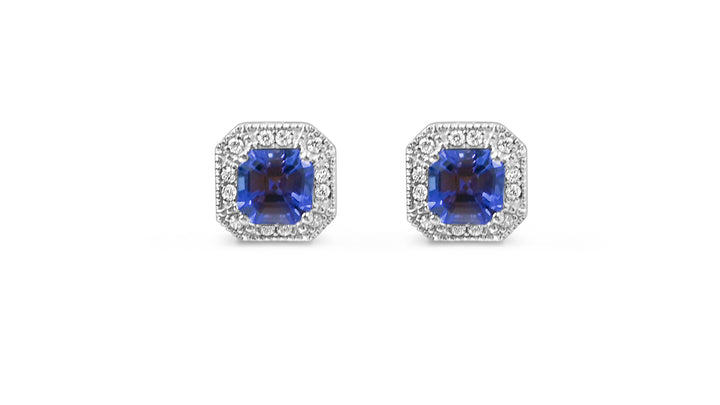 14K Gold Rhodium-Plated Earrings with 2.4 Carat Octagon-Cut Tanzanite (PJC31588E)