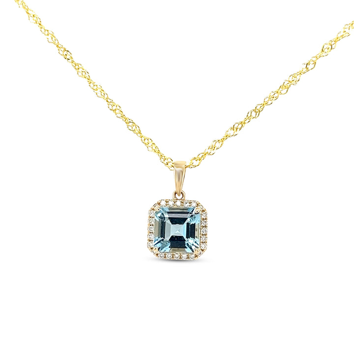 14k Yellow Gold Octagon Aquamarine Pendant – 1.83 Carats of Elegant Blue Gemstone  (PJC31591P)