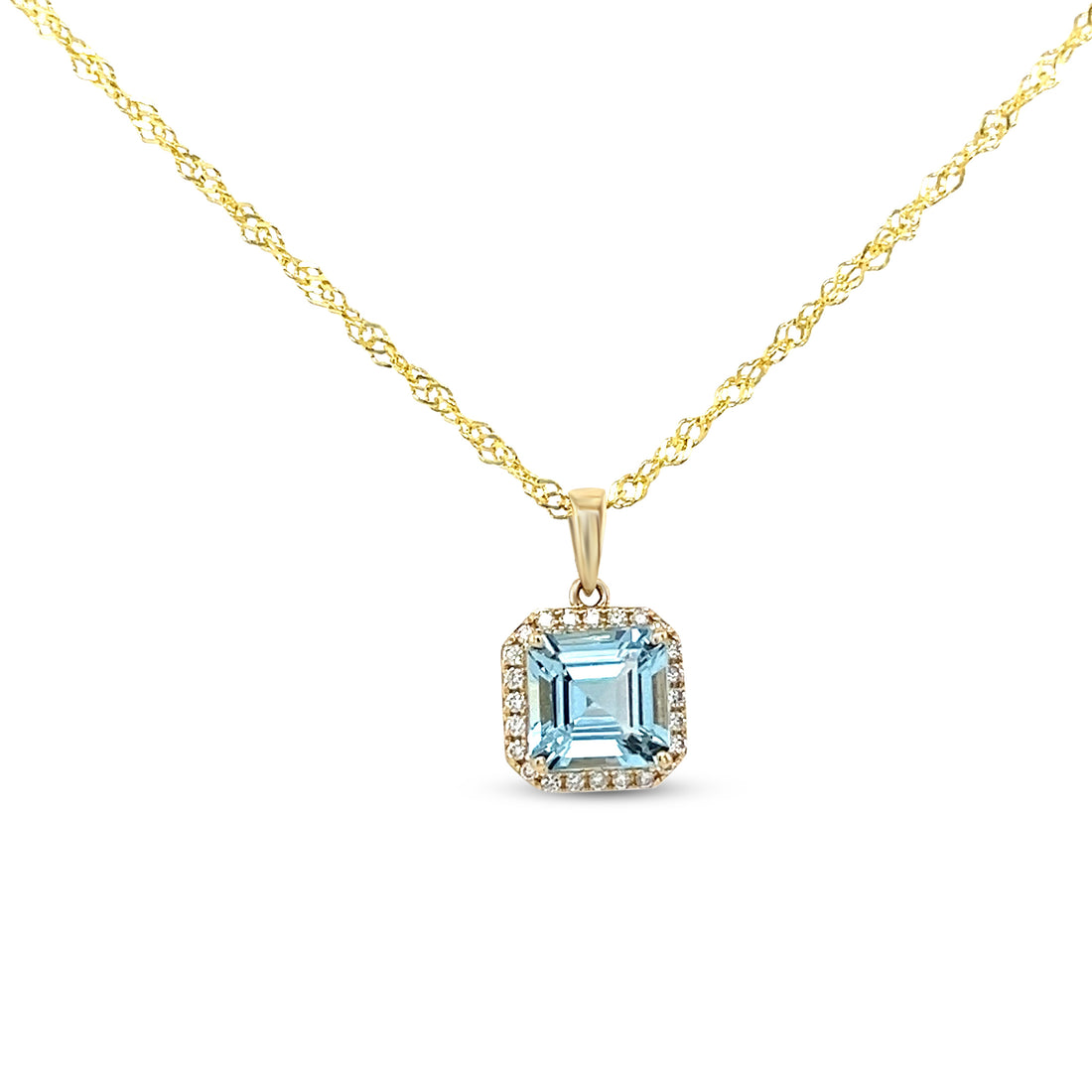 14k Yellow Gold Octagon Aquamarine Pendant – 1.83 Carats of Elegant Blue Gemstone  (PJC31591P)