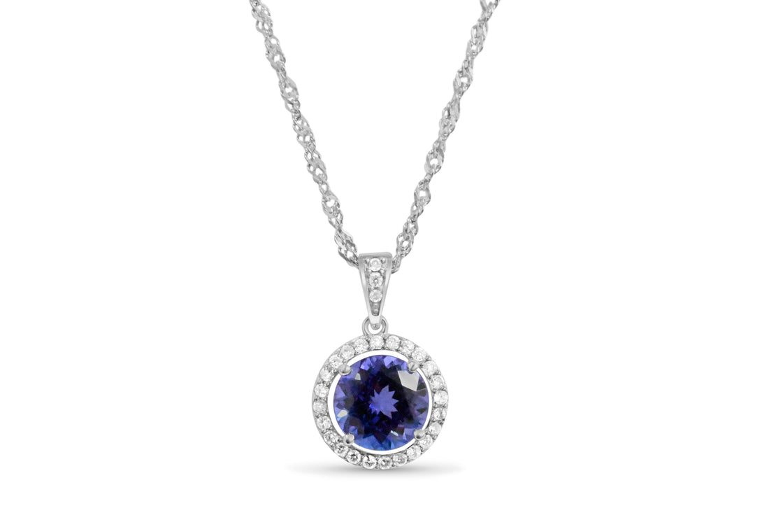 14K Gold Rose Gold-Plated Pendant with 2.11 Carat Tanzanite Hexagon Gemstone (PJC31596P)