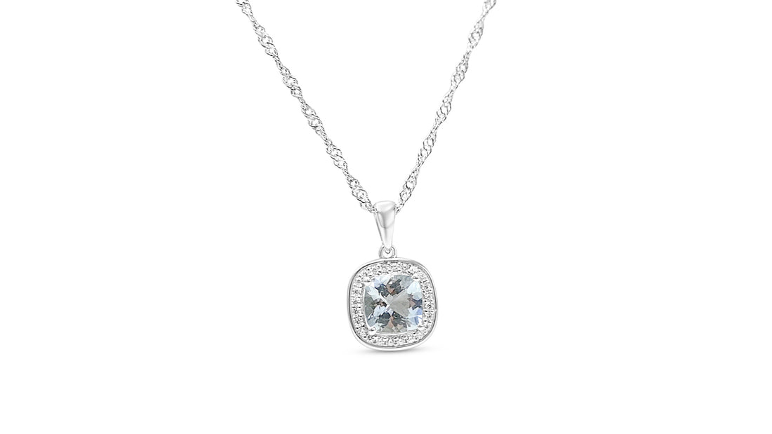 Cushion-Cut Aquamarine Pendant with 1.78 Carats of Diamonds (PJC31597P)