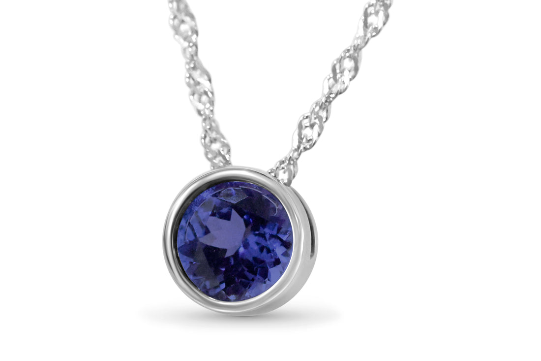 7mm Tanzanite Solitaire Pendant in Rhodium-Plated Sterling Silver (PJC31598P)