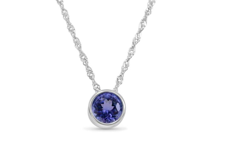 7mm Tanzanite Solitaire Pendant in Rhodium-Plated Sterling Silver (PJC31598P)