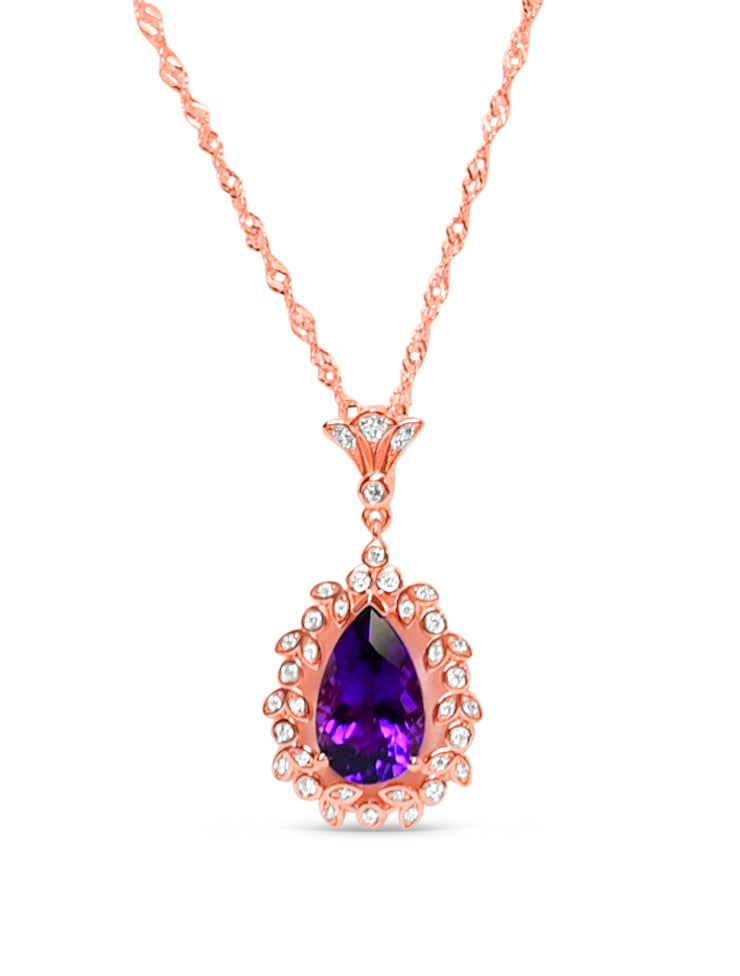 Luxurious Amethyst Pendant: 3.47 Carats, 18K Rose Gold (PJC31633P)