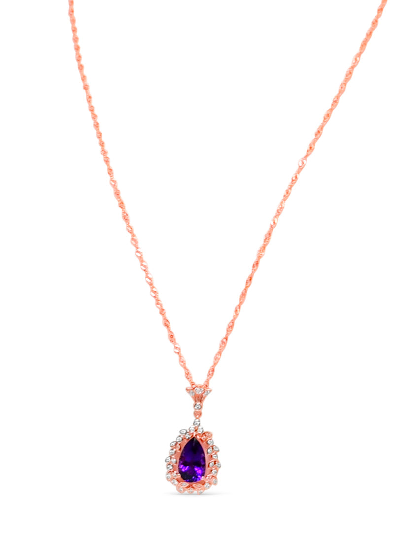 Luxurious Amethyst Pendant: 3.47 Carats, 18K Rose Gold (PJC31633P)