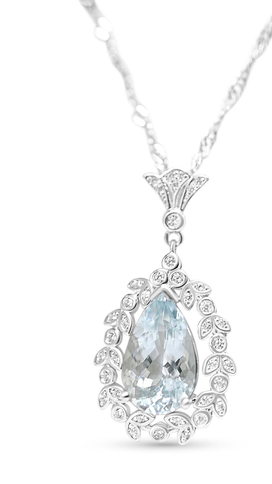 Luxury Aquamarine Pendant - Teardrop Shape, 3.13 Carats (PJC31633P)