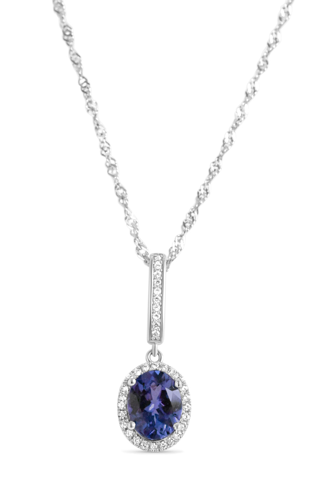 1.9 Carat Tanzanite in a Mesmerizing Halo Setting | Rhodium-Plated (PJC31641P)