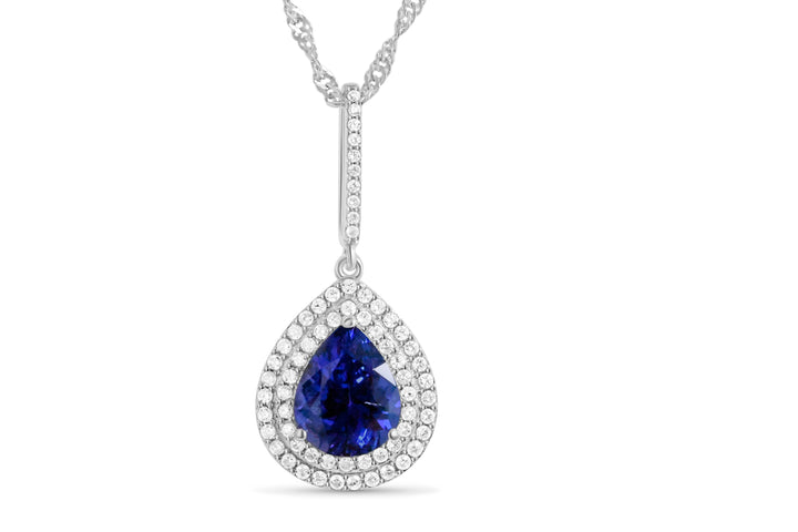 14K Gold Tanzanite Pendant with Rhodium Plating - 2.67 Carats, Pear Shape (PJC31643P)