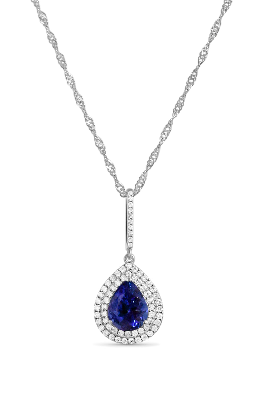 14K Gold Tanzanite Pendant with Rhodium Plating - 2.67 Carats, Pear Shape (PJC31643P)