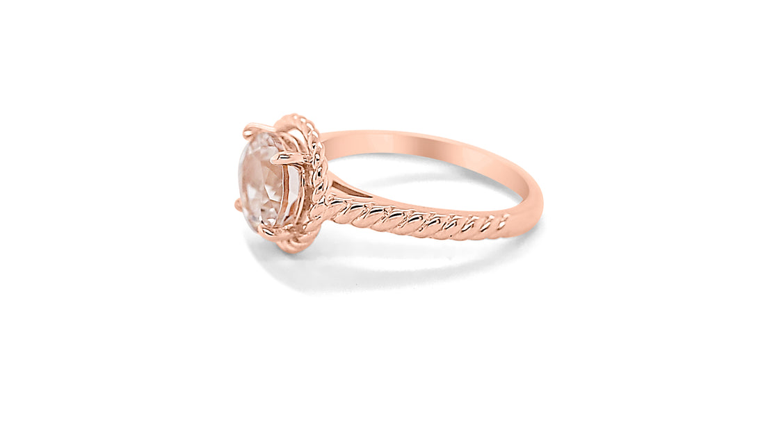 Morganite Ring with 18K Rose Gold Plating (2.03 Carats, 8 mm) (PJC31650R)