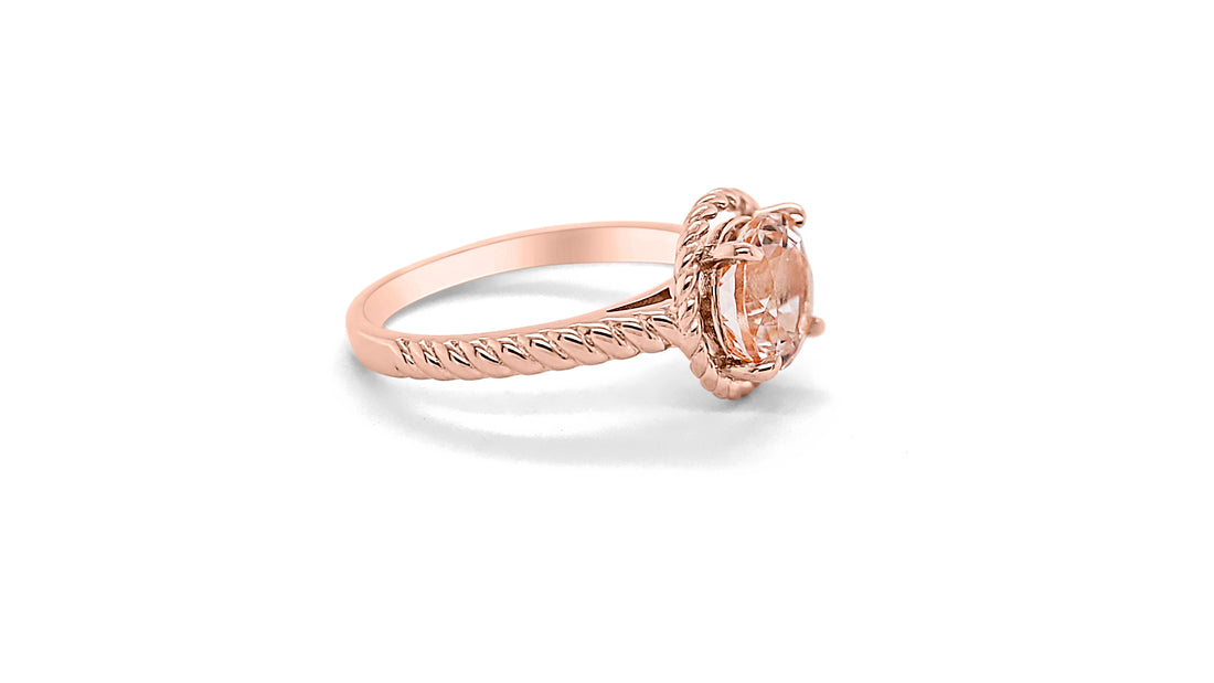 Morganite Ring with 18K Rose Gold Plating (2.03 Carats, 8 mm) (PJC31650R)