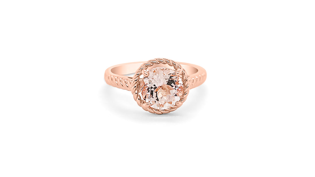 Morganite Ring with 18K Rose Gold Plating (2.03 Carats, 8 mm) (PJC31650R)