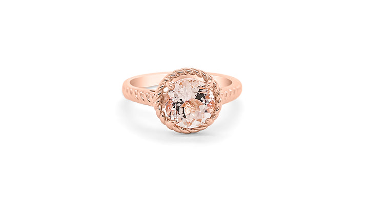 Morganite Ring with 18K Rose Gold Plating (2.03 Carats, 8 mm) (PJC31650R) - Morganite Ring with 18K Rose Gold Plating (2.03 Carats, 8 mm) (PJC31650R)