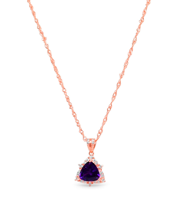 18K Rose Gold-Plated Amethyst Pendant (PJC31663P)