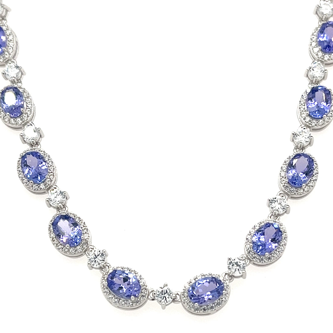 49.09 Carats of Beauty: A Rhodium-Plated Tanzanite Necklace (PJC32776N)