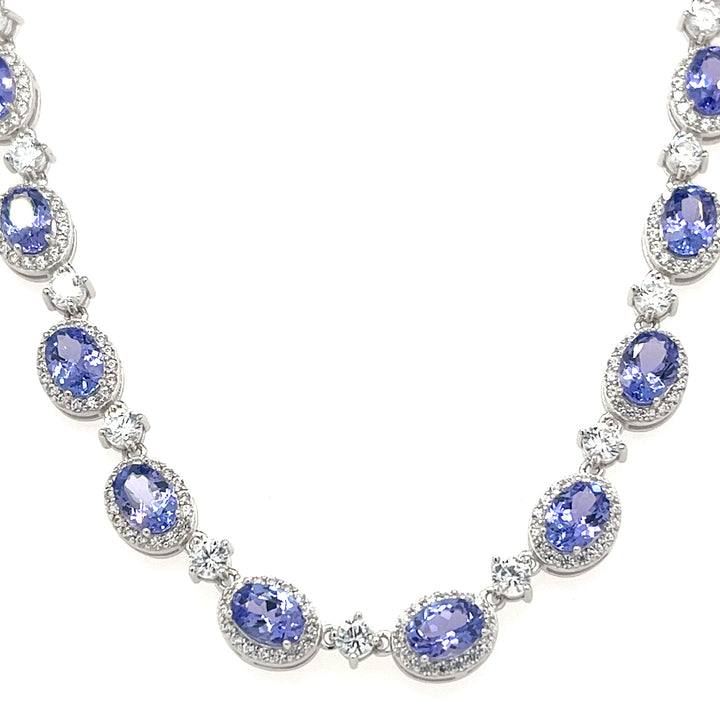 49.09 Carats of Beauty: A Rhodium-Plated Tanzanite Necklace (PJC32776N) - 49.09 Carats of Beauty: A Rhodium-Plated Tanzanite Necklace (PJC32776N)