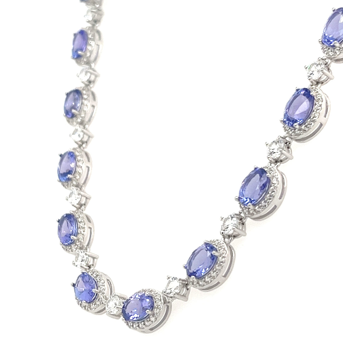 49.09 Carats of Beauty: A Rhodium-Plated Tanzanite Necklace (PJC32776N)