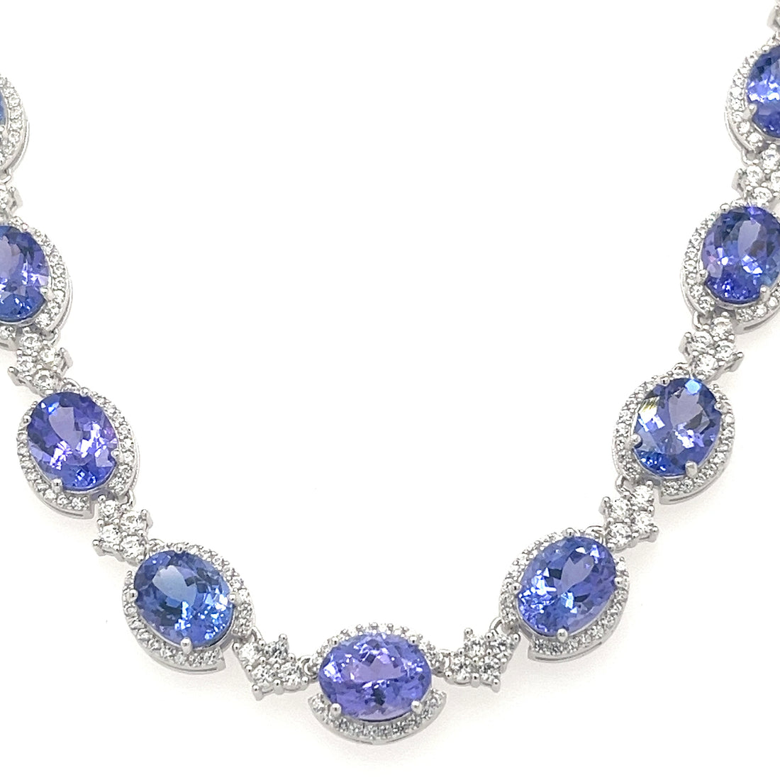 49.09 Carats of Beauty: A Rhodium-Plated Tanzanite Necklace (PJC32776N)