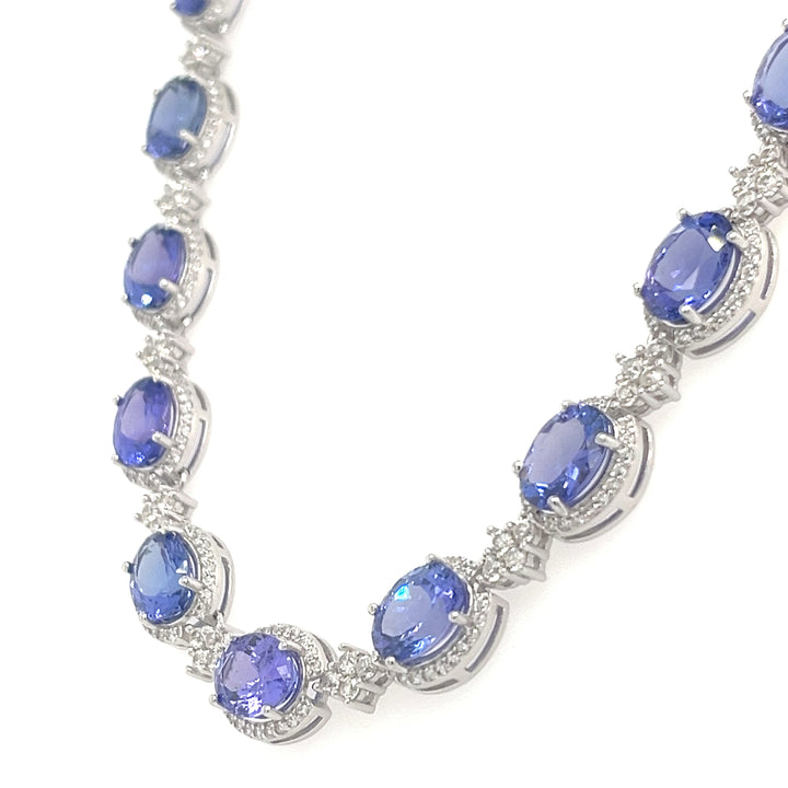 49.09 Carats of Beauty: A Rhodium-Plated Tanzanite Necklace (PJC32776N)