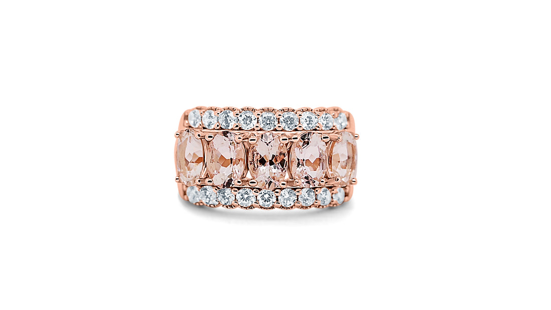 Elegant 5-Stone Morganite Ring, 2.08 Carats Total Weight (PJC3341R)