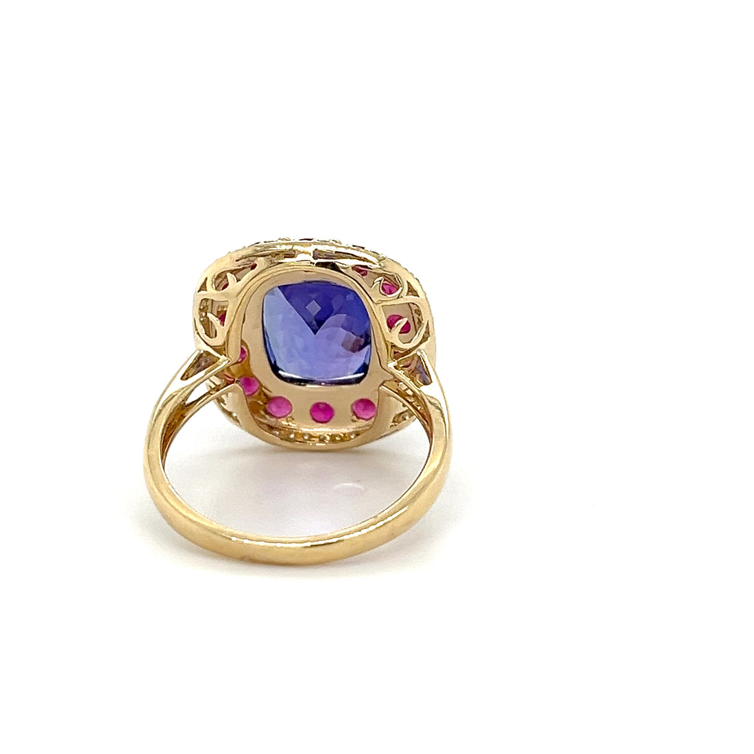 14K Yellow Gold Ring with 5.1 Carat Cushion-Cut Tanzanite Gemstone (PJC34163R)