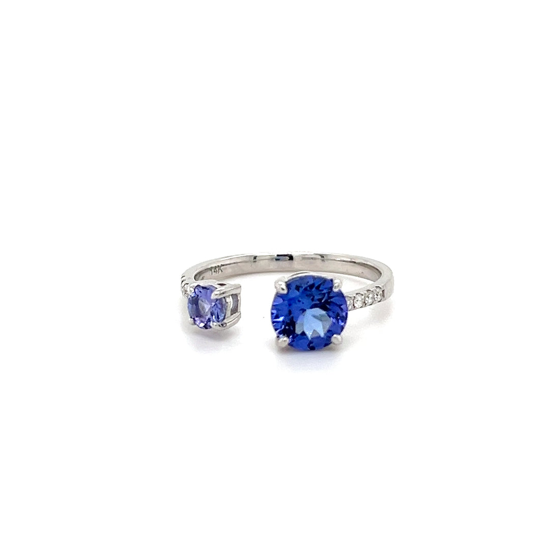 14K White Gold Ring with 1.23 Carat Round-Cut Tanzanite Gemstone (PJC34174R)