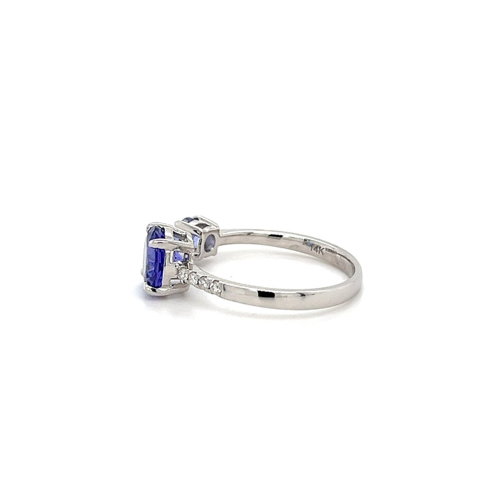 14K White Gold Ring with 1.23 Carat Round-Cut Tanzanite Gemstone (PJC34174R)