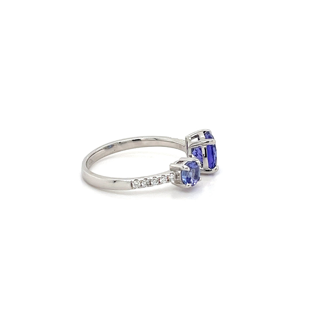 14K White Gold Ring with 1.23 Carat Round-Cut Tanzanite Gemstone (PJC34174R)