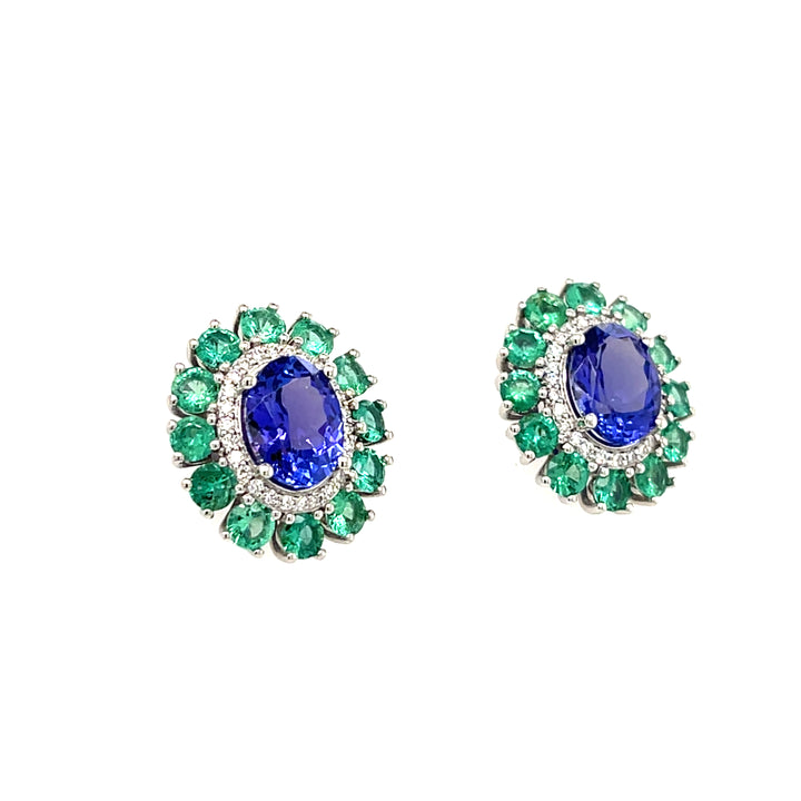 14K White Gold Rhodium-Plated Oval-Cut Tanzanite Earrings – 3.89 Carats of Timeless Beauty (PJC34175E)