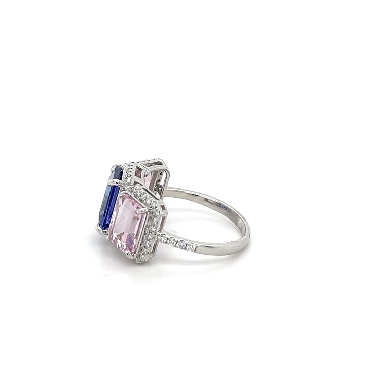 14K White Gold Ring with 2.4 Carat Octagon-Cut Pink Morganite Gemstone (PJC34179R)