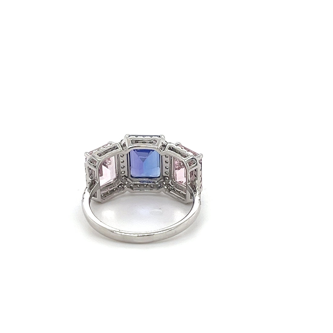 14K White Gold Ring with 2.4 Carat Octagon-Cut Pink Morganite Gemstone (PJC34179R)