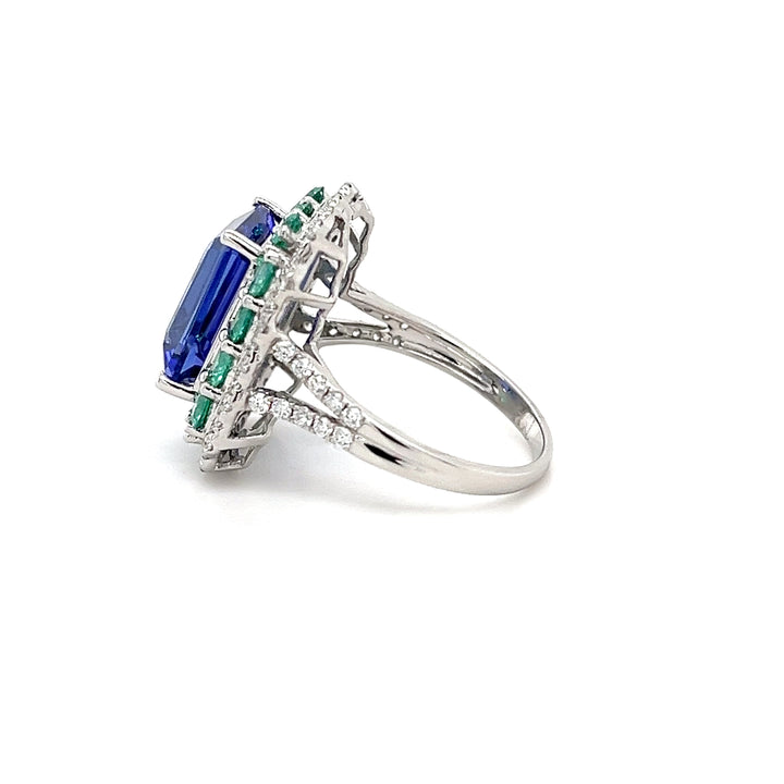 14K White Gold Tanzanite Ring with 5.6 Carat Octagon-Cut Gemstone (PJC34182R)